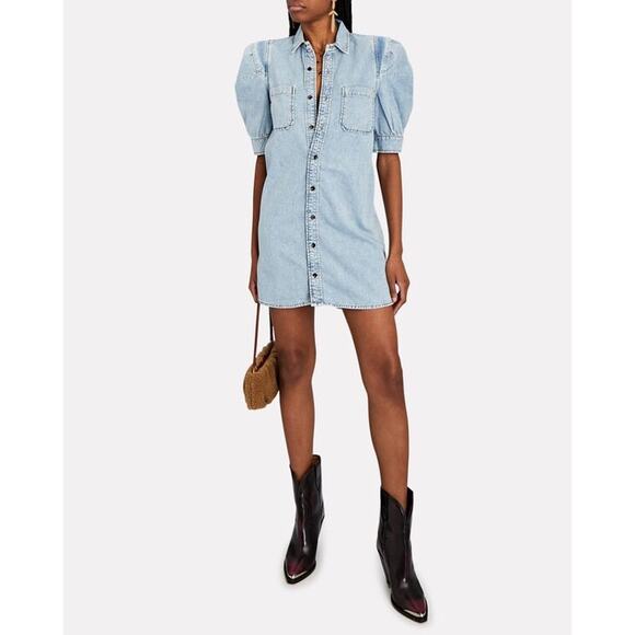 FRAME Rosette Sleeve Shirt Dress in Cresthaven size XS - Picture 12 of 12